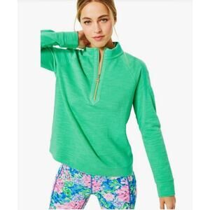 S Lilly Pulitzer Luxletic Green Ashlee Half Zip Pullover
